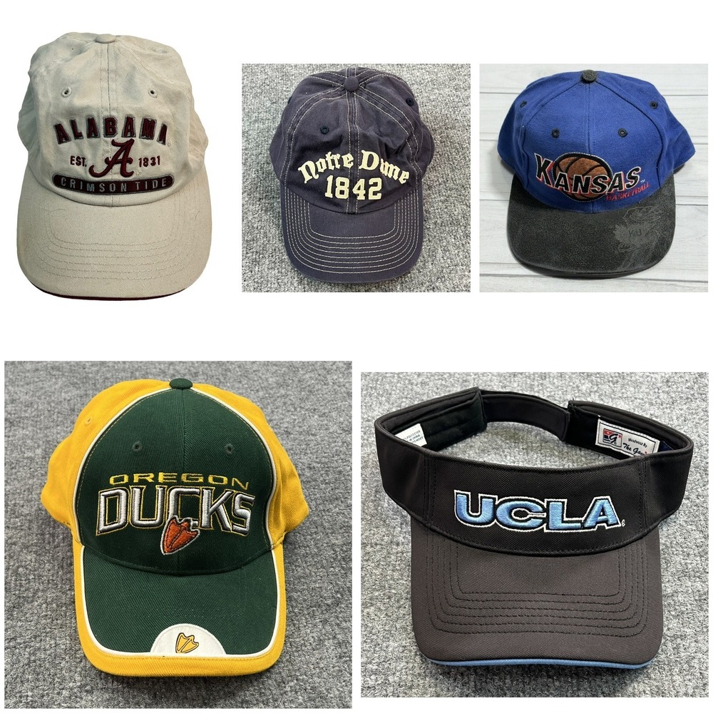 College Team Hats 5-Pack Mens Alabama Notre Dame Kansas Oregon UCLA
